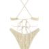 ZAFUL Women's Cutout Bikini Criss Cross Textured Metal High Leg Bikini Sets Cheeky Bikini Two Piece Swimsuit