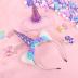 YanJie Unicorn Headband for Girls Shiny Blue Horn Headband Ears Flower Headband Cosplay Costume Accessory Unicorn Horn Headwear for Girls Rave Costume