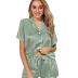 WJing Yi Jia Womens Pajama Sets XS-4XL Silk Satin Pajamas Set Floral 2Pcs Pj Sets Button Down Pjs Set Sleepwear Loungewear