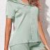 WJing Yi Jia Womens Pajama Sets XS-4XL Silk Satin Pajamas Set Floral 2Pcs Pj Sets Button Down Pjs Set Sleepwear Loungewear