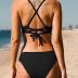 CUPSHE Bikini Set for Women Two Piece Swimsuits V Neck Low Rise Crisscross Back Self Tie Spaghetti Straps