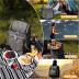 Picnic Backpack for 4, Picnic Basket Set, Leakproof Picnic Bag, Beach Cooler Backpack with Insulated Cooler Wine Pouch,Picnic Blanket, Double Deck Picnic Backpack for Beach,Camping,Park(Grey)
