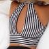 SOLY HUX Women's Tankini Set Striped Cut Out Tops and Drawstring Side Shorts Bikini Bathing Suits 2 Piece Swimsuit
