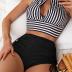 SOLY HUX Women's Tankini Set Striped Cut Out Tops and Drawstring Side Shorts Bikini Bathing Suits 2 Piece Swimsuit