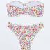 MakeMeChic Women's 2 Piece Bandeau Swimsuit Floral Cut Out Bikini Set Strapless Bathing Suits