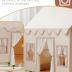 Large Kids Tent Playhouse Basic Mat with Star Lights, Flags and Tote Bags, Kids Play Tent Indoor & Outdoor, Washable Teepee Tent for Boys & Girls, Kids Play House for Toddler, Neutral Color
