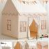 Large Kids Tent Playhouse Basic Mat with Star Lights, Flags and Tote Bags, Kids Play Tent Indoor & Outdoor, Washable Teepee Tent for Boys & Girls, Kids Play House for Toddler, Neutral Color