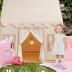 Large Kids Tent Playhouse Basic Mat with Star Lights, Flags and Tote Bags, Kids Play Tent Indoor & Outdoor, Washable Teepee Tent for Boys & Girls, Kids Play House for Toddler, Neutral Color