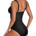 Holipick Women One Piece Swimsuits Tummy Control Bathing Suit Ruffle V Neck Swimwear Slimming Monokini