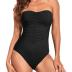 Holipick Women Strapless One Piece Swimsuits Tummy Control Bandeau Tube Top Bathing Suits Slimming Swimwear
