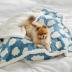 Lesure Waterproof Puppy Blanket for Small Dogs - Washable Double Sided Dog Blankets with Warm Jacquard Shag and Soft Sherpa Fleece, Pet Cat Blanket for Couch Protection, 3D Textured Cloud, Blue