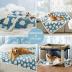 Lesure Waterproof Puppy Blanket for Small Dogs - Washable Double Sided Dog Blankets with Warm Jacquard Shag and Soft Sherpa Fleece, Pet Cat Blanket for Couch Protection, 3D Textured Cloud, Blue