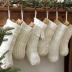 Christmas Stockings: 6 Pack Cream & White Cable Knit Patterns Fireplace Stockings, Rustic Hanging Xmas Stockings Farmhouse Boho Beige Knitted Stocking Decorations for Family Holiday Decor