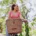 PICNIC TIME Cambridge Bike Basket, Personal Picnic Basket with Removable Shoulder Strap, Small Basket for Lunch, Bicycle Basket, (Wicker)