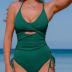 Aleumdr Women's Ribbed One Piece Swimsuit Tummy Control High Cut Bathing Suit Sexy V Neck Criss Cross Monikini