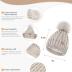 Womens Beanie Hat Scarf Gloves Set, Soft Fleece Lined Winter Hat with Pom Pom, Long Knit Scarf Neck Warmer Touchscreen Gloves for Cold Weather, 3 in 1 Warm Set(Oatmeal)