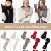 Womens Beanie Hat Scarf Gloves Set, Soft Fleece Lined Winter Hat with Pom Pom, Long Knit Scarf Neck Warmer Touchscreen Gloves for Cold Weather, 3 in 1 Warm Set(Oatmeal)