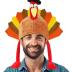Hikkcos Thanksgiving Turkey Hat and 3 Packs Bead Necklaces Turkey Head Costume Plush Gobbler Hat for Thanksgiving Trot Dress Up Party, Role Play and Carnival Cosplay