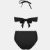 CUPSHE Bikini Set for Women Two Piece Swimsuit Bandeau Top Back Tie Mid Waisted Bottom with Removable Shoulder Straps