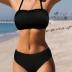 CUPSHE Bikini Set for Women Two Piece Swimsuit Bandeau Top Back Tie Mid Waisted Bottom with Removable Shoulder Straps