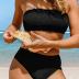 CUPSHE Bikini Set for Women Two Piece Swimsuit Bandeau Top Back Tie Mid Waisted Bottom with Removable Shoulder Straps