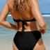 CUPSHE Bikini Set for Women Two Piece Swimsuit Bandeau Top Back Tie Mid Waisted Bottom with Removable Shoulder Straps