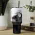 Silver Buffalo Disney Nightmare Before Christmas by Tim Burton Jack Skellington Hill and Moon Stainless Steel Tumbler with Handle and Straw, Fits in Standard Cup Holder, 40 Ounces