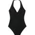 RXRXCOCO Women Sexy V Neck Mesh One Piece Bathing Suit Halter Push Up Tummy Control Swimsuit Swimwear