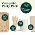 Chic Leaf Party Supplies Tableware 340 Pcs Bulk Pack for 45 Guests - 100% Biodegradable Palm Leaf Disposable Dinnerware Set, Sturdy 10'' & 7'' Plates w/ 10 Oz Cups, Napkins, Forks, Knifes & Spoons