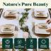 Chic Leaf Party Supplies Tableware 340 Pcs Bulk Pack for 45 Guests - 100% Biodegradable Palm Leaf Disposable Dinnerware Set, Sturdy 10'' & 7'' Plates w/ 10 Oz Cups, Napkins, Forks, Knifes & Spoons