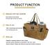 Portable Garden Camping Tool Storage Bag,Waxed Canvas Firewood Carrier Tote bag,Collapsible Sturdy Garden Basket Great for Women, Gardener, Electrician, Repairer (Khaki)