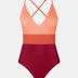 CUPSHE One Piece Swimsuit for Women Bathing Suits Deep V Neck Crisscross Back Color Block