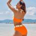 AI'MAGE Women's High Waisted Bikini Sets Tummy Control Swimsuits 2024 Two Piece Bathing Suits Color Block Halter Swim Suits