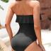 Holipick Strapless One Piece Swimsuits for Women Tummy Control Bandeau Bathing Suits Ruffle Slimming Swimwear