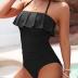 Holipick Strapless One Piece Swimsuits for Women Tummy Control Bandeau Bathing Suits Ruffle Slimming Swimwear