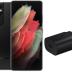 SAMSUNG Electronics Galaxy S21 Ultra 5G | Factory Unlocked Android Cell Phone | 5G Smartphone | Pro-Grade Camera, 108MP High Res | 128GB, Phantom Black (SM-G998U) w/ 25W Charger Bundle