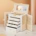 Homde Synthetic Leather Huge Jewelry Box Mirrored Watch Organizer Necklace Ring Earring Storage Lockable Gift Case (White + Gold)