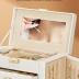 Homde Synthetic Leather Huge Jewelry Box Mirrored Watch Organizer Necklace Ring Earring Storage Lockable Gift Case (White + Gold)