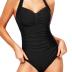 Tempt Me Women Tummy Control One Piece Swimsuits Push Up Slimming Bathing Suits Halter Vintage Swimwear