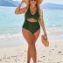 Blooming Jelly Womens One Piece Swimsuits Push Up Tummy Control Bathing Suits V Neck Cutout Modest Swim Suits 2024