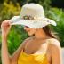 Verdusa Women's Scalloped Wide Brim Straw Sun Hats Boho Beaded Beach Hat