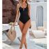 BMJL Women's Tummy Control Swimsuits Ruched Slimming One Piece Bathing Suit Deep V Neck Swimsuit