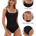 BMJL Women's One Piece Swimsuit Sports Adjustable Strap Bathing Suit Color Block Ribbed High Cut Swimsuits