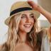 Straw Fedora-Sun-Hats for Women Men Summer Short Brim Roll Up Trilby Hat Packable Panama-Jazz Beach Hat