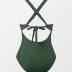 CUPSHE Women's One Piece Swimsuit Ruched Tummy Control Swimwear Cross Back Self-Tie