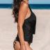 CUPSHE Tankini Bathing Suit for Women Halter Deep V Cowl Neck Low Back Swimsuit