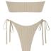 ZAFUL Metal Ring Bandeau Bikini Set Tie Side Bathing Suit High Cut 2 Piece Swimsuit Cutout Swimwear