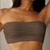 ZAFUL Women Textured Bandeau Bikini Top Lace up Strapless Swimsuit Solid Color High Cut Bathing Suits Top Only
