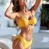 ZAFUL Women's 2 Piece Tie Front Bikini Set Underwire Swimsuit Lace Up Back Cheeky Bathing Suit