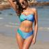 ZAFUL Women's Strapless Twist Bandeau Bikini 2 Piece Swimwear Cheeky Solid Lace up Bathing Suits